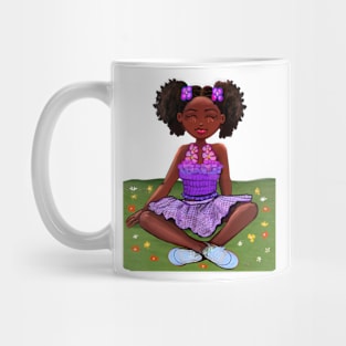 Anime girl Summer sunshine Princess Cute black girl Melanin Afro African American Mug